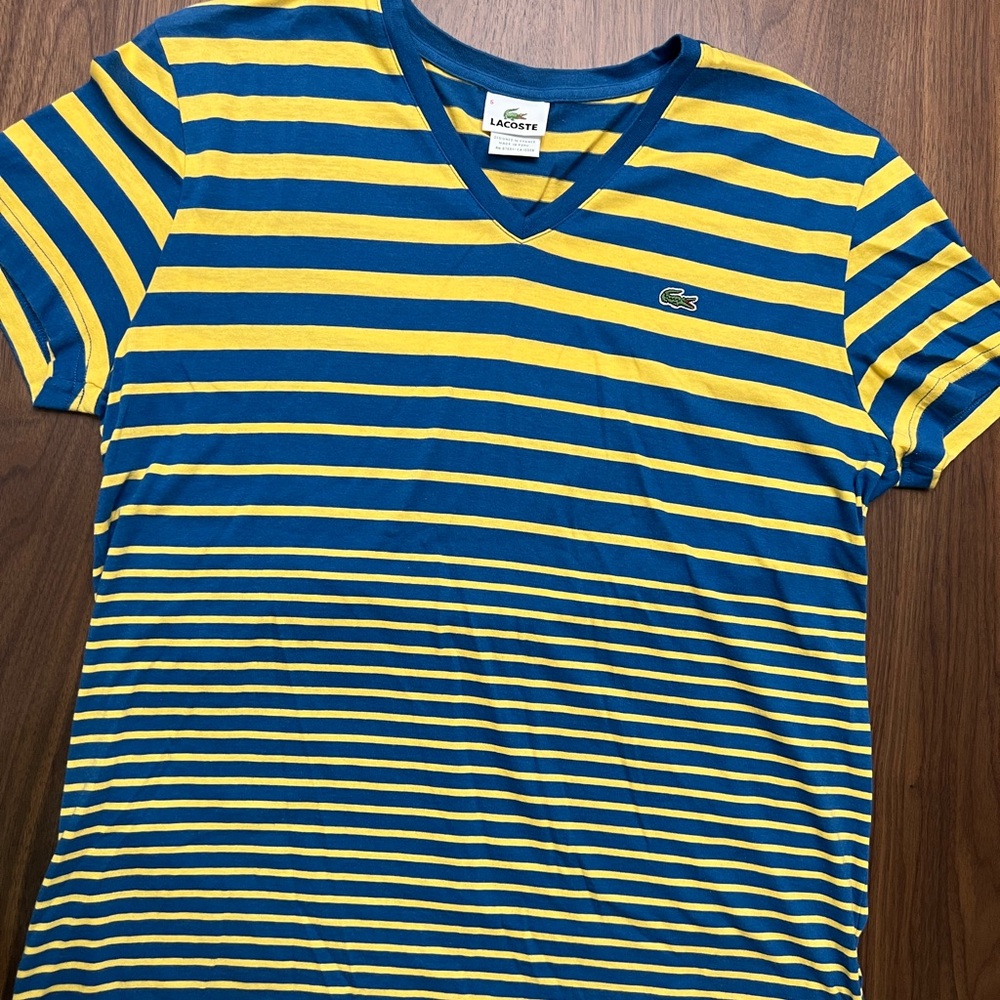 Lacoste  Blue and Yellow Striped Tee